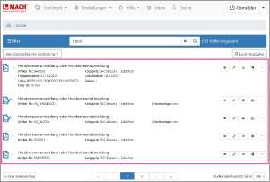 Ansicht der Trefferliste