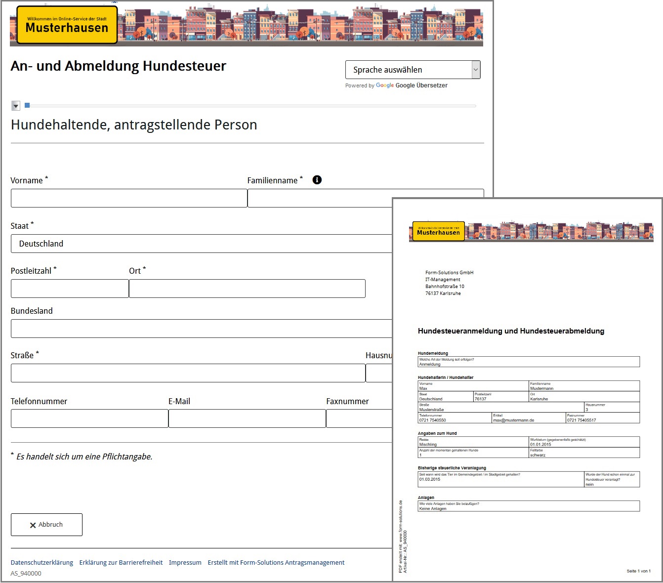 Assistent der ein generiertes PDF befüllt