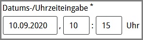 Ansicht der Komponente „Datum-/Uhrzeitenfeld“