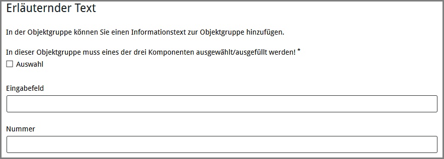 Ansicht der Komponente „Objektgruppe“