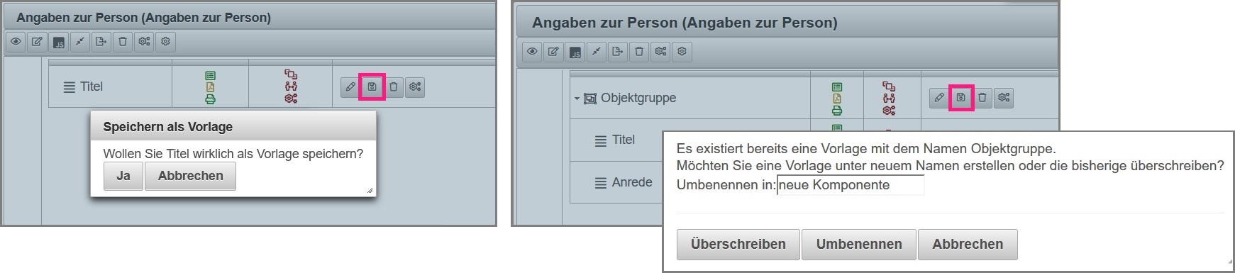 Verschiedene Arten von Speichern als Vorlage