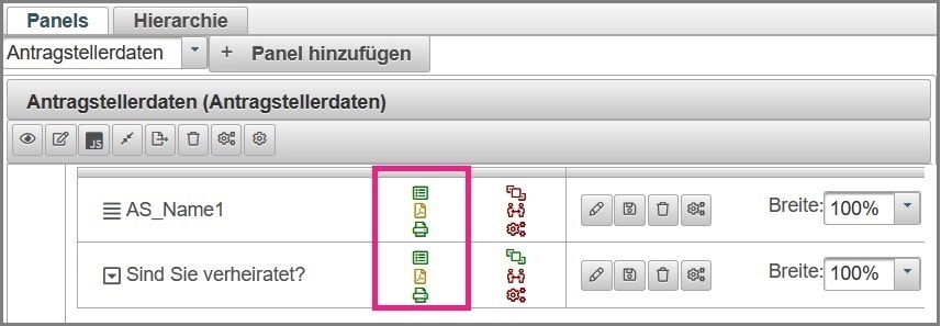 Visuelle Übersicht außerhalb der Konfiguration von Komponenten