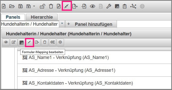 Schaltflächen des Formular-Mapping