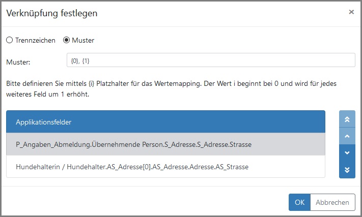 Ansicht der Festlegung von Trennzeichen