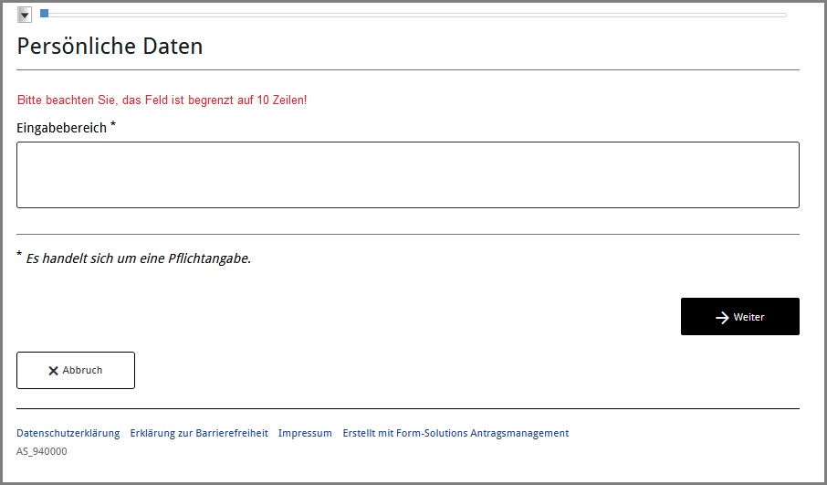 Ansicht der Fehlermeldung im Assistenten