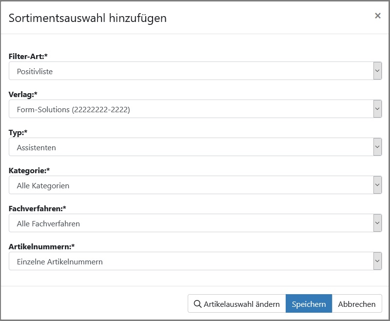 Eingabemaske in der ein neuer Eintrag/die Einschränkung vorgenommen werden kann