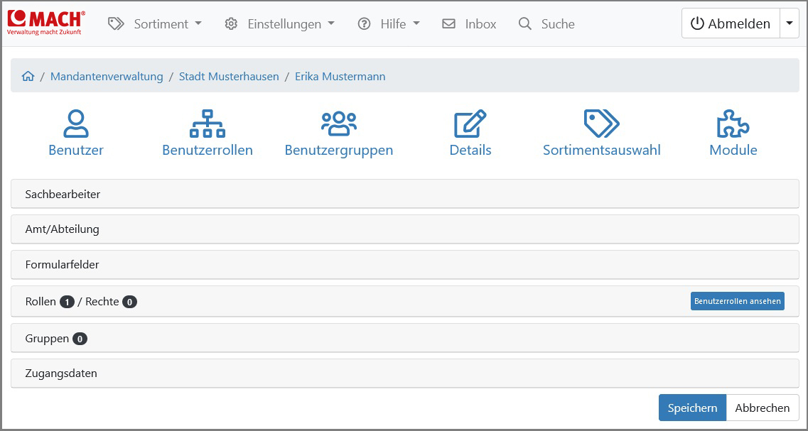 Ansicht der Benutzerdetails