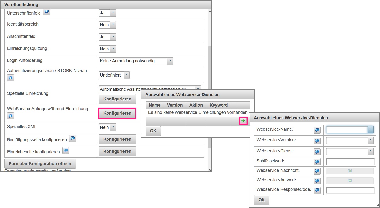 Webservice-Anfrage während einer Einreichung