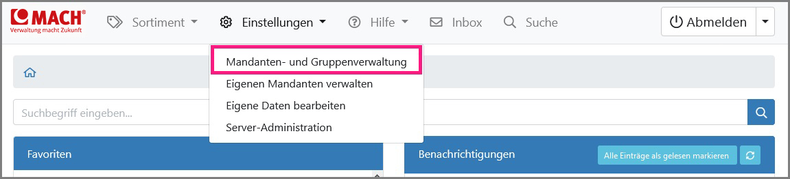 Mandanten- und Gruppenverwaltung