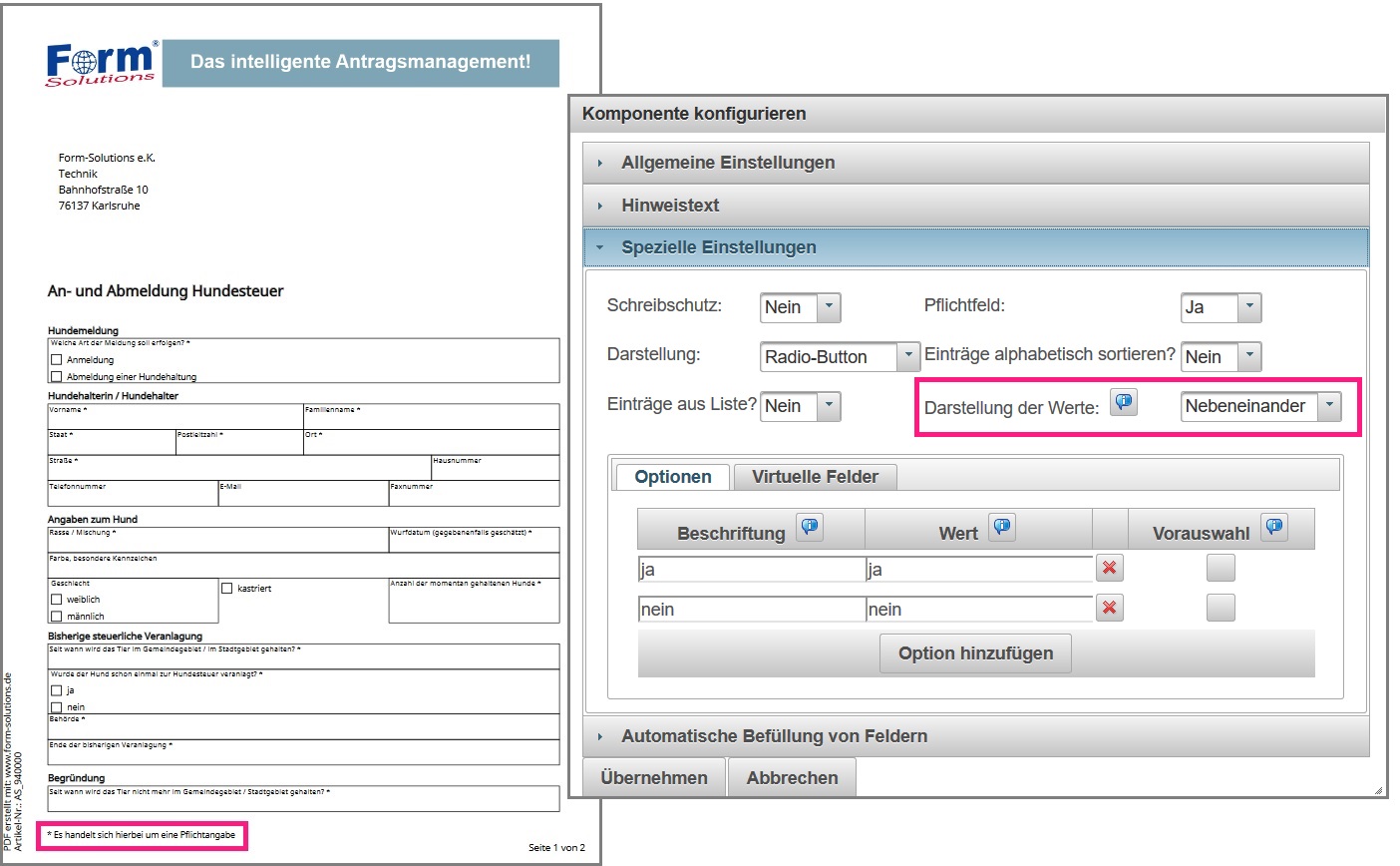 Neue Änderungen für die Druckvorlage